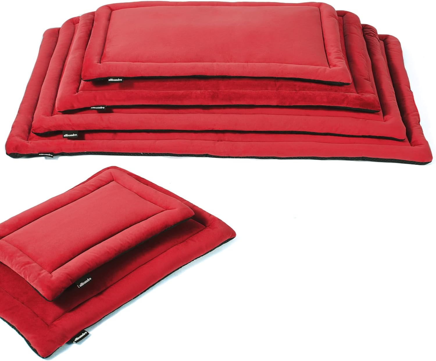 Allisandro Lightweight Waterproof Dog Bed Pad, 1.5" Thick Travel Mat for Crates, Kennels & Elevated Beds, Washable Non-Slip Sleeping Mat for Small to Large Dogs, 30 x 19 Inches, Dark Red