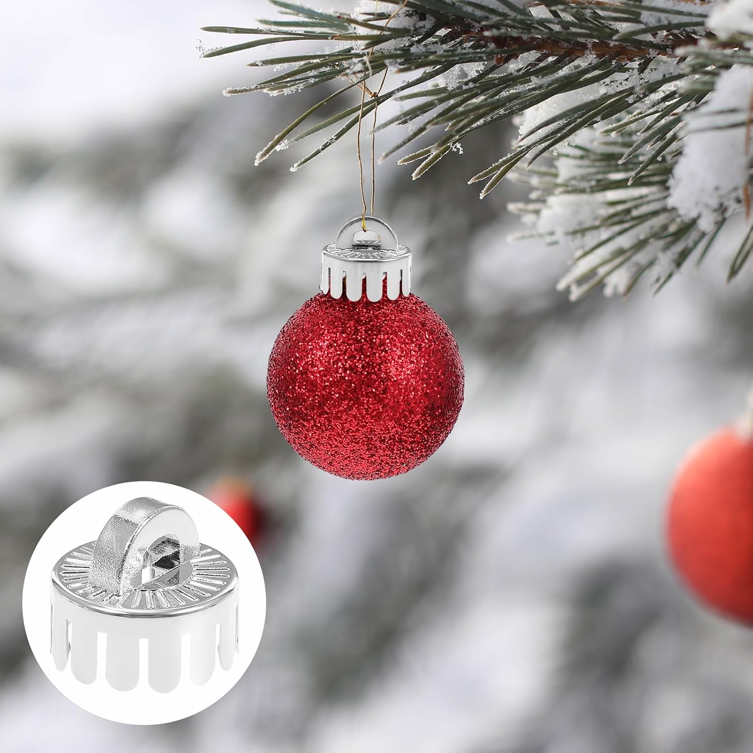 Gadpiparty Round Christmas Ornament Caps Replacement 2.5CM 10pcs Gold Removable Metal Hangers Caps DIY Xmas Ball Parts for Porcelain Ceramic Glass Christmas Ornaments