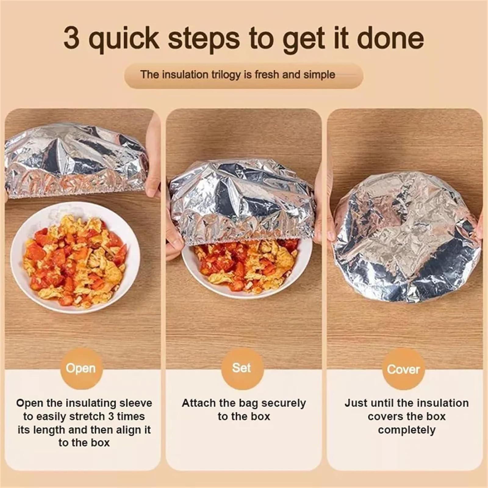 50 pezzi Repeatable Aluminum Foil Film Insulation Cover, sacchetti termici salvafreschezza in alluminio, pellicola elastica trasparente con elastico, copertura resistente al calore per alimenti e