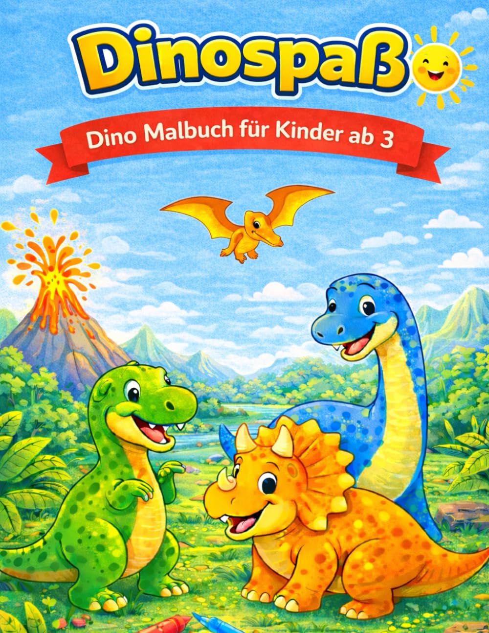 Dino - Spaß: Malbuch für Kinder ab 3 Jahren