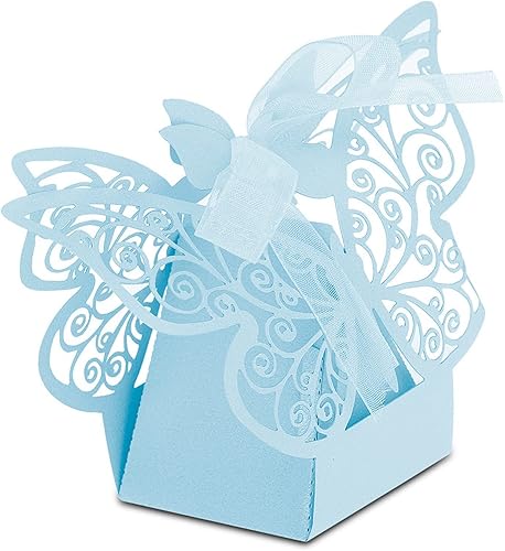 Miniatura 3 de Pomya Caja de azúcar, 100 cajas de chocolate de azúcar para decoración de boda para cumpleaños de boda (azul)