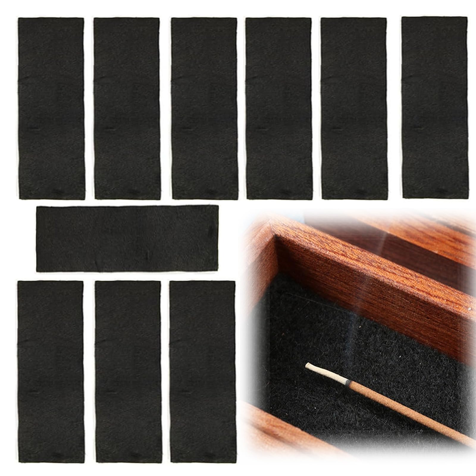 Ginhkok 線香立て 横置き 難燃綿 防火シート 香炉用 交換用 不燃シート カーボンフェルト長方形 お香立 て 横置き 耐火 耐熱 耐熱 断熱 線香マット 難燃綿 不燃綿 不燃布 横型香炉 お香 皿 ペット 線香 仏具用（10枚セット）