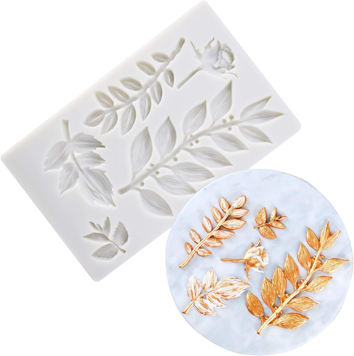 Flower and Leaf Fondant Mold Rose Leaves Silicone Fondant Mold Leaves Branch Vimen Leaves Silicone Mold Leaves Branch Fondant Mold Cake Decoration Gumpaste Icing