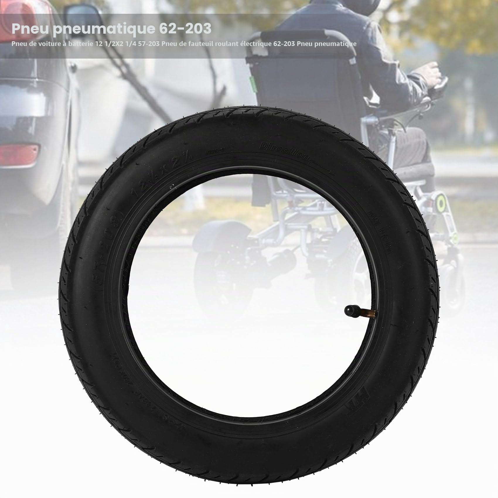 12 1/2X2 1/4 Pneu de Voiture à Batterie 57-203 Pneu Intérieur et Extérieur pour Chaise Roulante 62-203 Pneu à Air