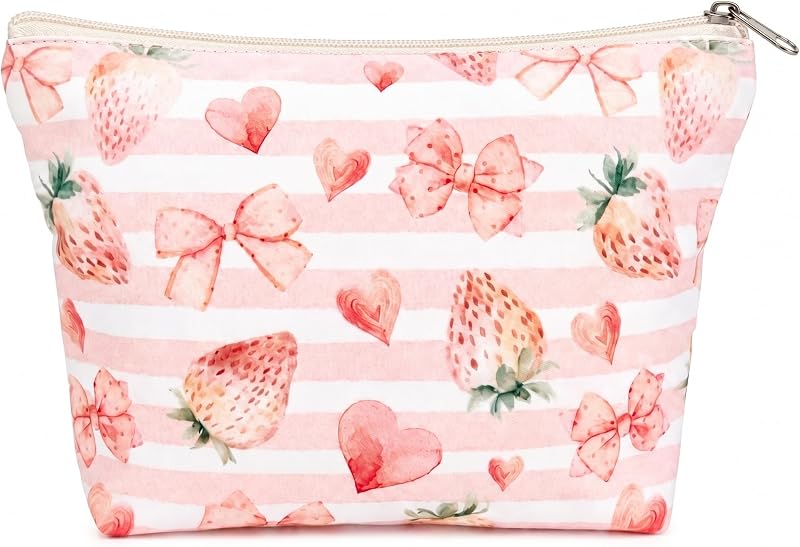 Necessaire OFY em poliéster com zíper, estampa Pink Strawberry 4