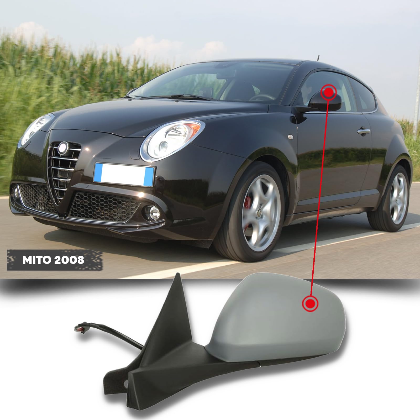 Specchietto Retrovisore Sinistro Per CITROËN NEMO E PEUGEOT BIPPER 2008-2009 - Calotta Nera, Codice CG94 - Foto 9