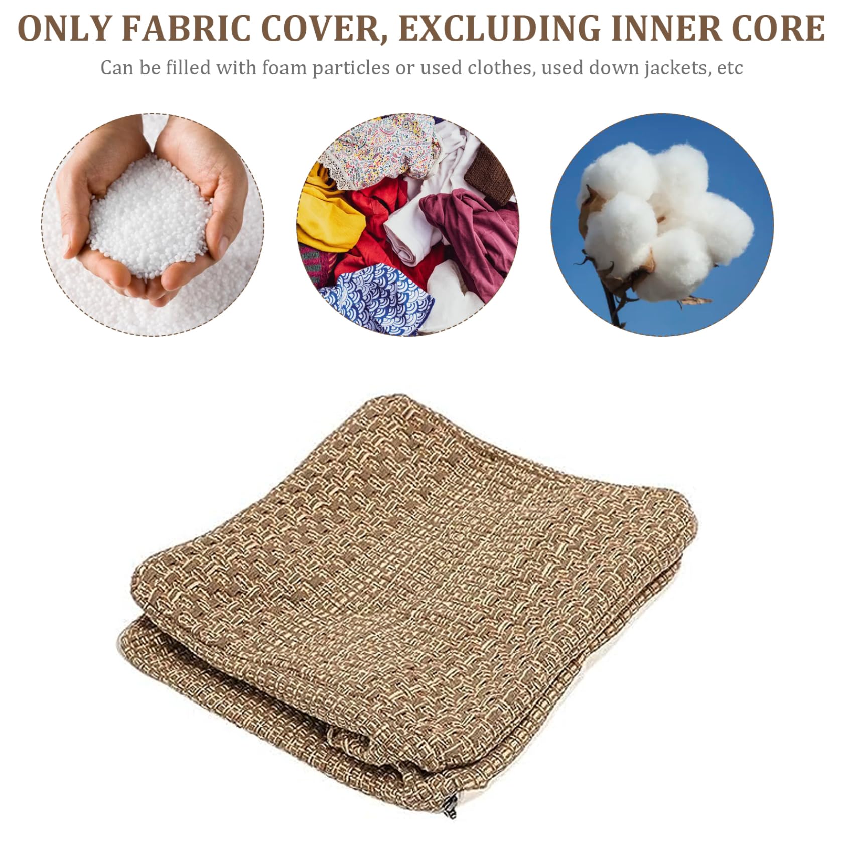 Funda para puf, reposapiés para sala de estar, 17 x 17 x 13 pulgadas, cuadrada, étnico, funda otomana, puf de lino de algodón, reposapiés para sofá para dormitorio