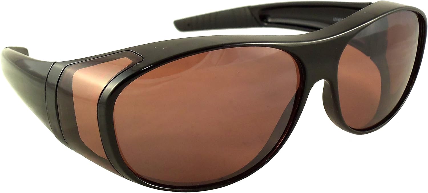 Sun Shield Blue Blocking Fit Over Sunglasses HD Copper Lenses - Wear Over Glasses - Wrap Around - Image 2