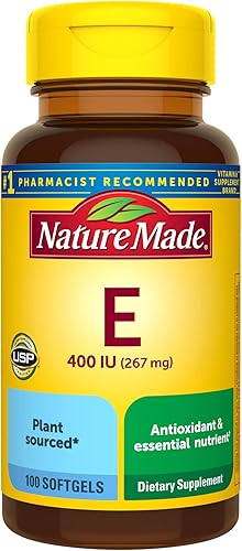 Nature Made Vitamina E 267 mg (400 UI) d-alfa, suplemento dietético para apoyo antioxidante, 100 cápsulas blandas, suministro para 100 días