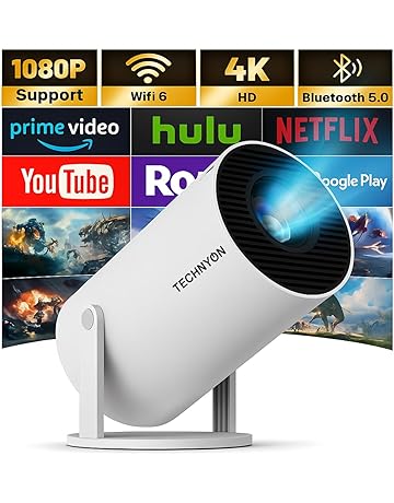 Technyon HY300 PRO+ 2025 | 1080P Full HD WiFi Projector with Android 11.0 – 12000 Lumens Portable Home Theater & Outdoor Movie Projector | Screen Mirroring for iOS/Android | Gaming & HDMI Compatible