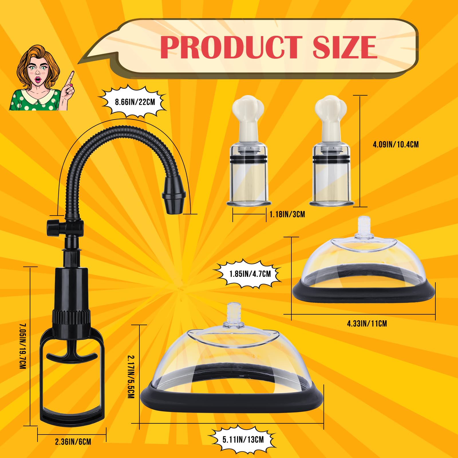 Pussy Pump with 2 Clitoris Nipple Suckers Set, Clitoral Pump Vagina Pumps Sexual Pleasure Tools for Women Couples, BDSM Nipple Sucking Toys with 3 Strong Suction Cups, Adult Sex Toys Kit