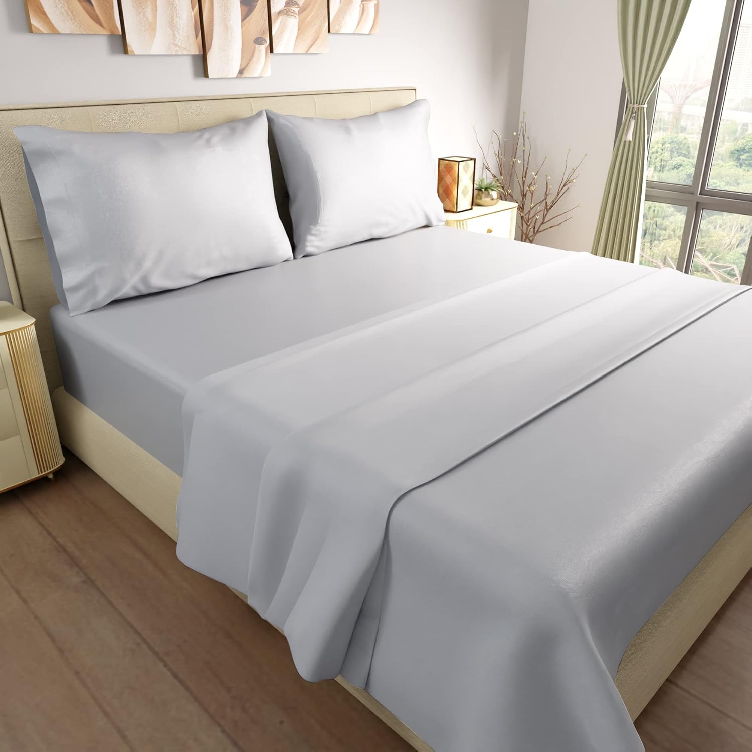 Purity Home 400 Thread Count Queen Size Light Gray Sheet