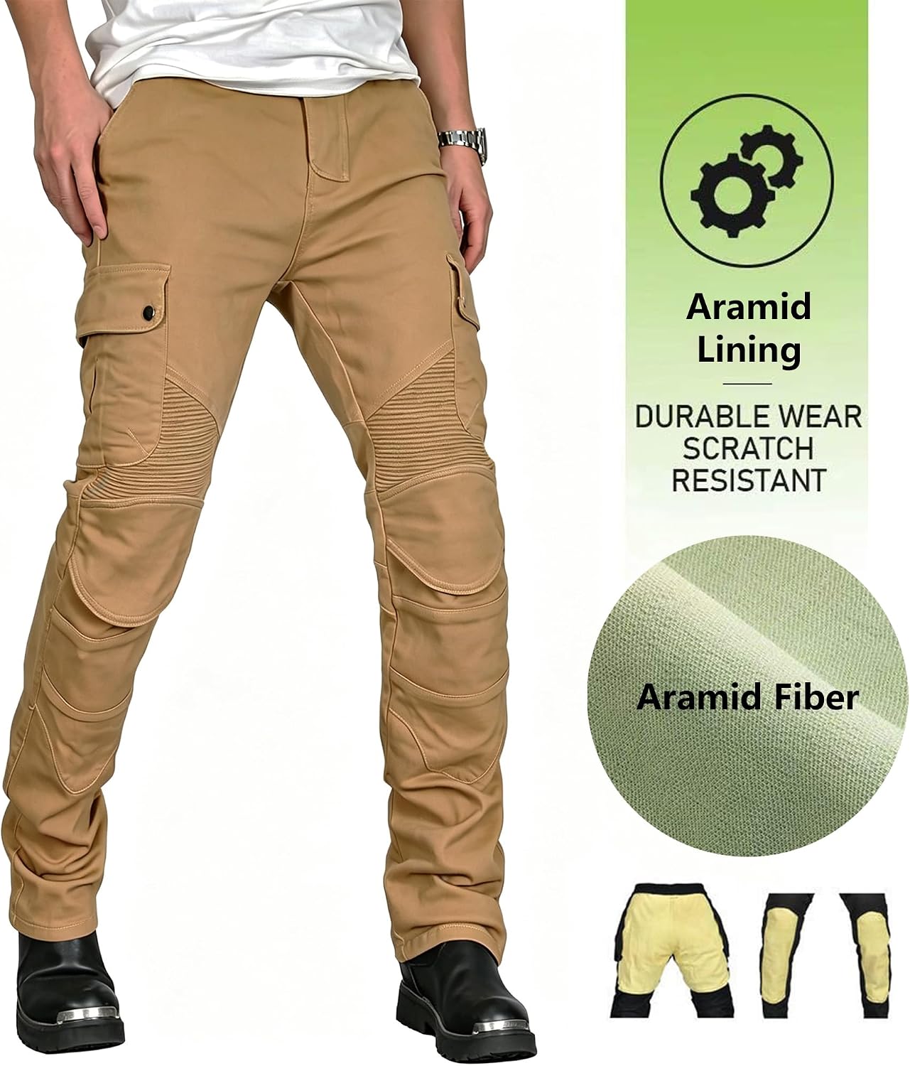LOMENG Motorcycle Riding Pants Men with CE Armor Motorbike Dual Sport Jeans image 3