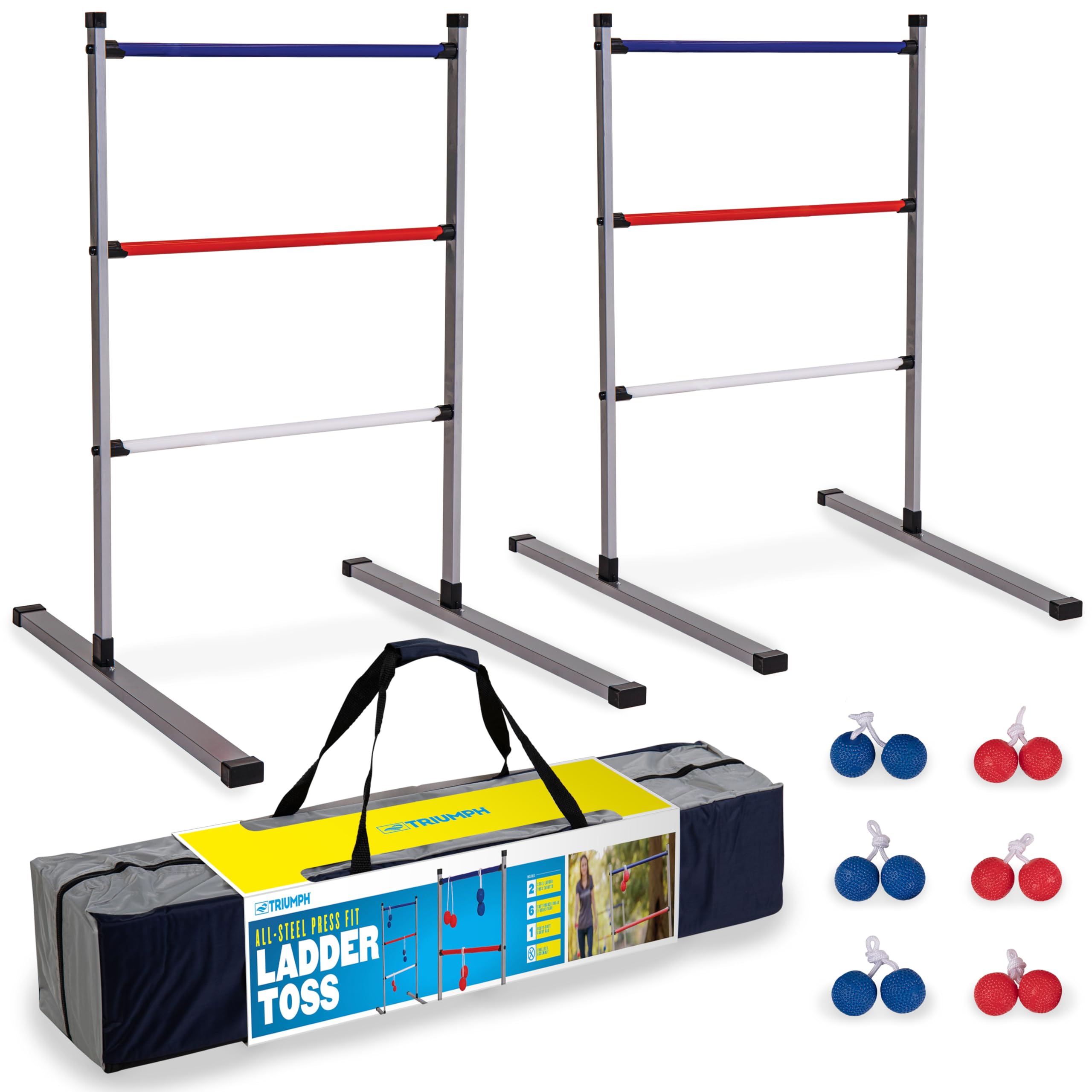 Triumph Premium Ladder Toss Outdoor Game Set with 6 Soft Bola Balls, Travel Carrying Case and Score Trackers - Choose Between Classic and All Pro Series