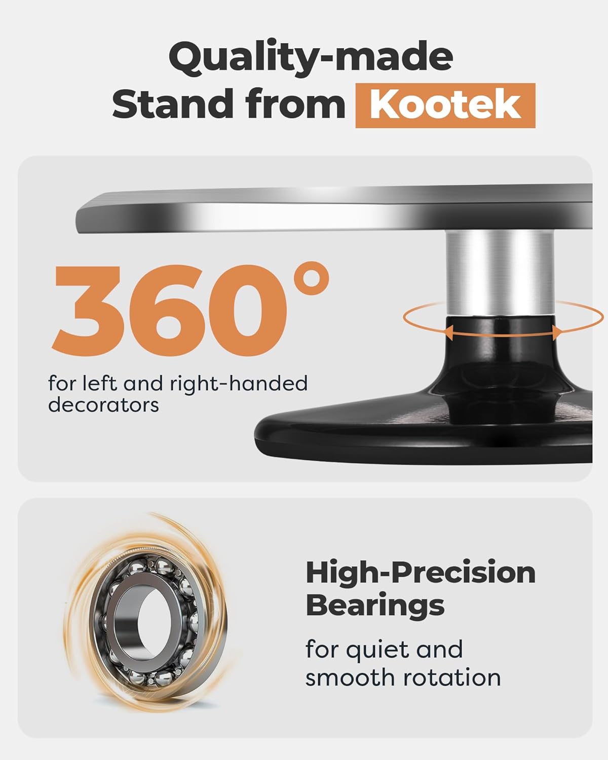 Kootek Aluminium Alloy Revolving Cake Stand 12 Inch Rotating Cake Turntable for Cake, Cupcake Decorating Supplies - Image 2