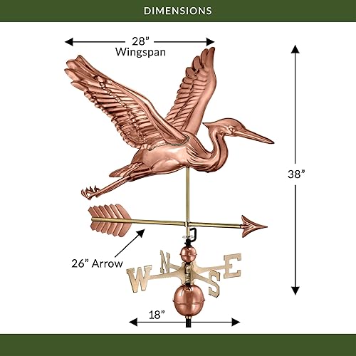 Miniatura 3 de Good Directions Garza Azul con Flecha Veleta - Cobre Puro