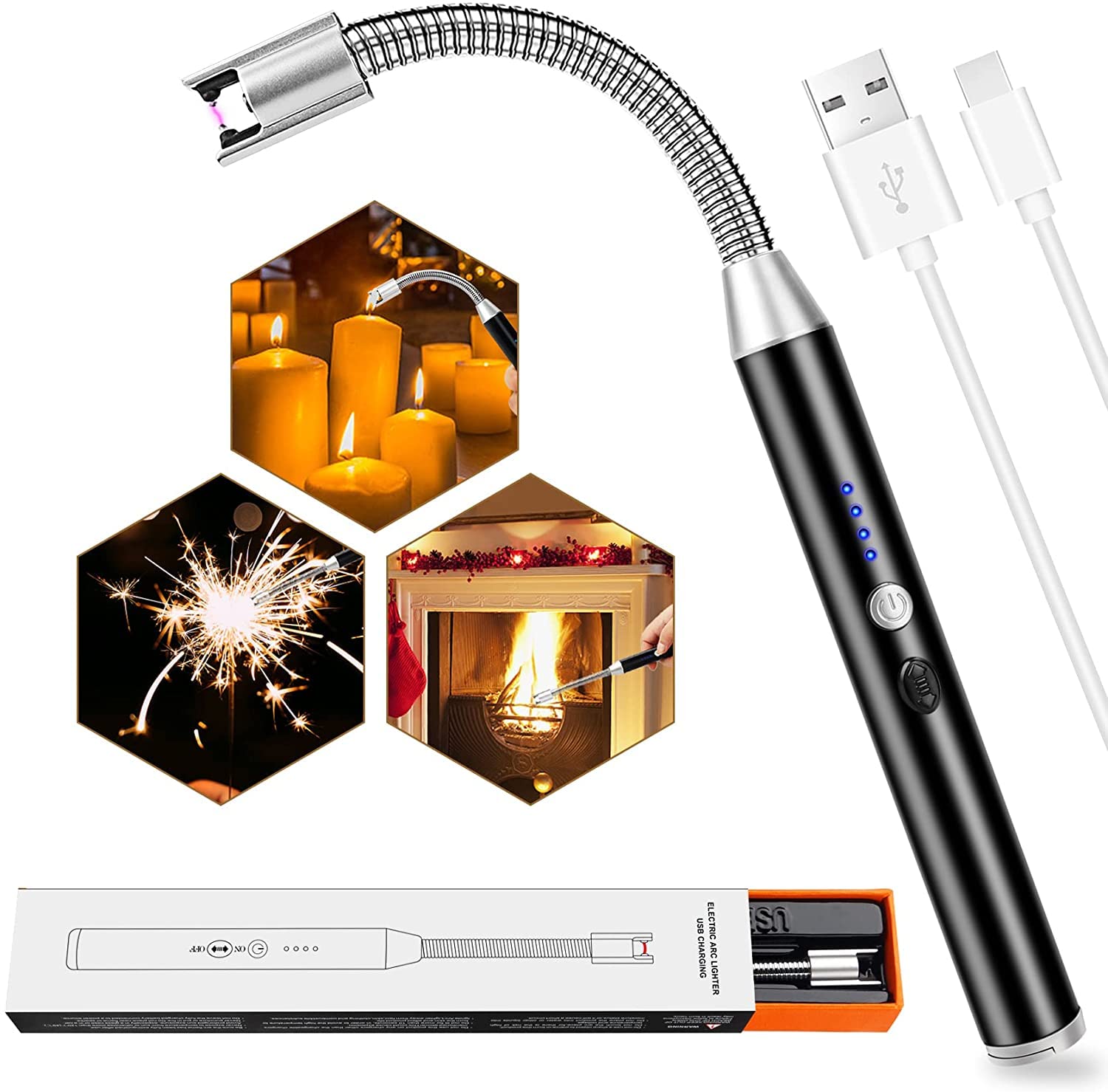 Electric Lighter for Candles Rechargeable Electric Gas Lighter/Plasma Lighter Flameless