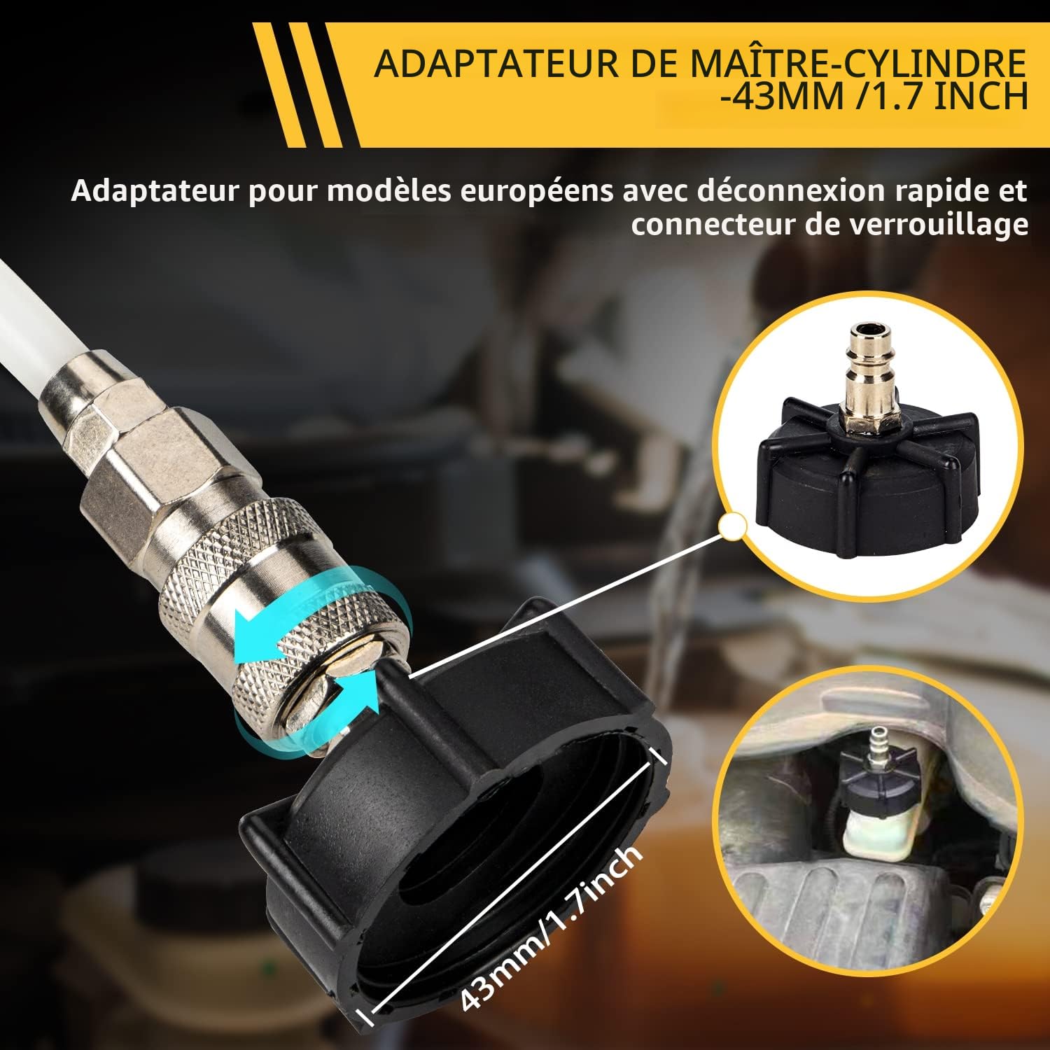 Purgeur De Frein Voiture 3l Vidange Liquide De Frein Manuel,Purgeur De Frein Et D’Embrayage,avec 2PCS Adaptateur pour Le Changement De Remplissage D'Huile De BoîTe De Vitesses