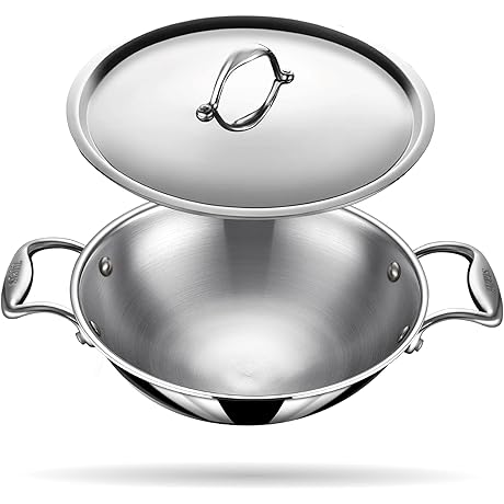 Artisan Triply Stainless Steel Round Bottom Kadhai, 2.6 L