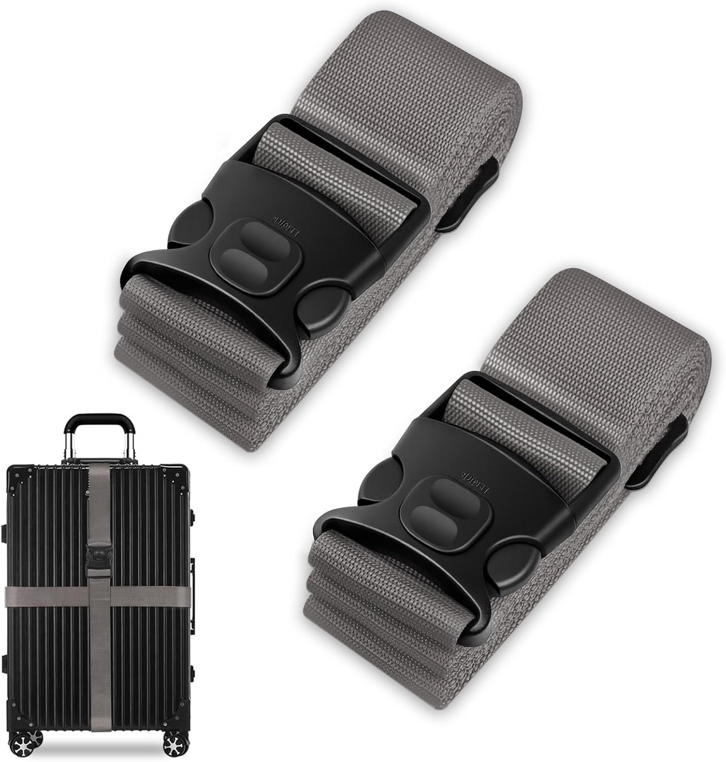 Suitcase Straps, Adjustable Luggage Straps, Heavy Duty Luggage Straps with Quick Release Buckle, Thick Travel Accessories for Luggage (Grey)