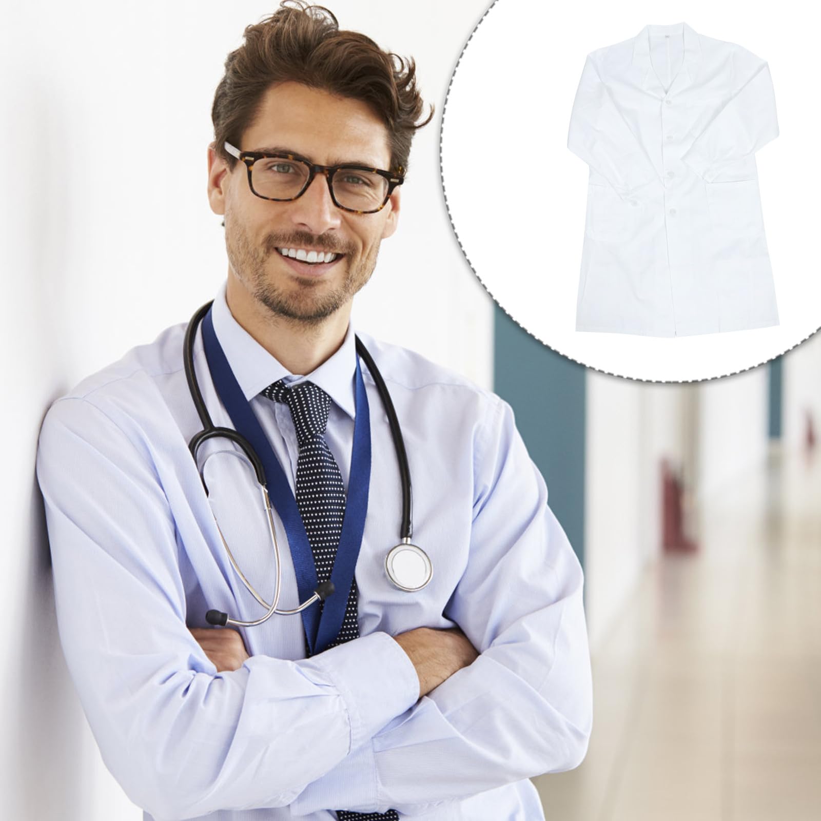 Bata de Médico de Manga Larga en Algodón para Doctor