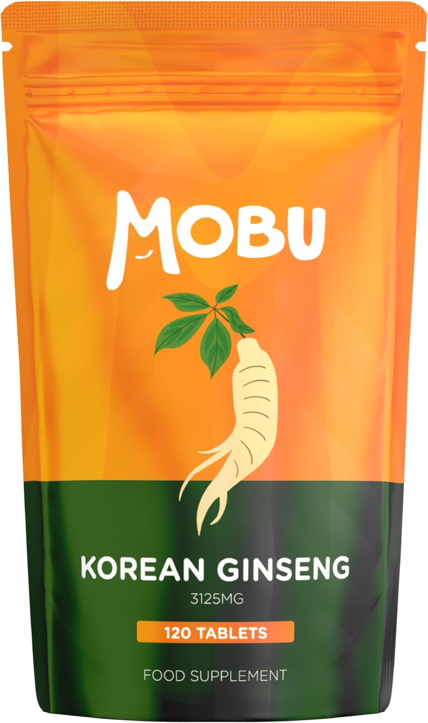 Korean Ginseng Max 3125mg 120 Tablets | High Strength Panax Red Ginseng | Cognitive Health & Endurance | GMP Approved | Vegan Letterbox Friendly | MOBU UK