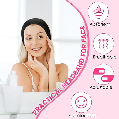 Miniatura 5 de Tigeen 80 diademas de spa ajustables a granel, para lavar la cara, spa, facial, diademas de maquillaje para mujeres, diademas para el cuidado de la
