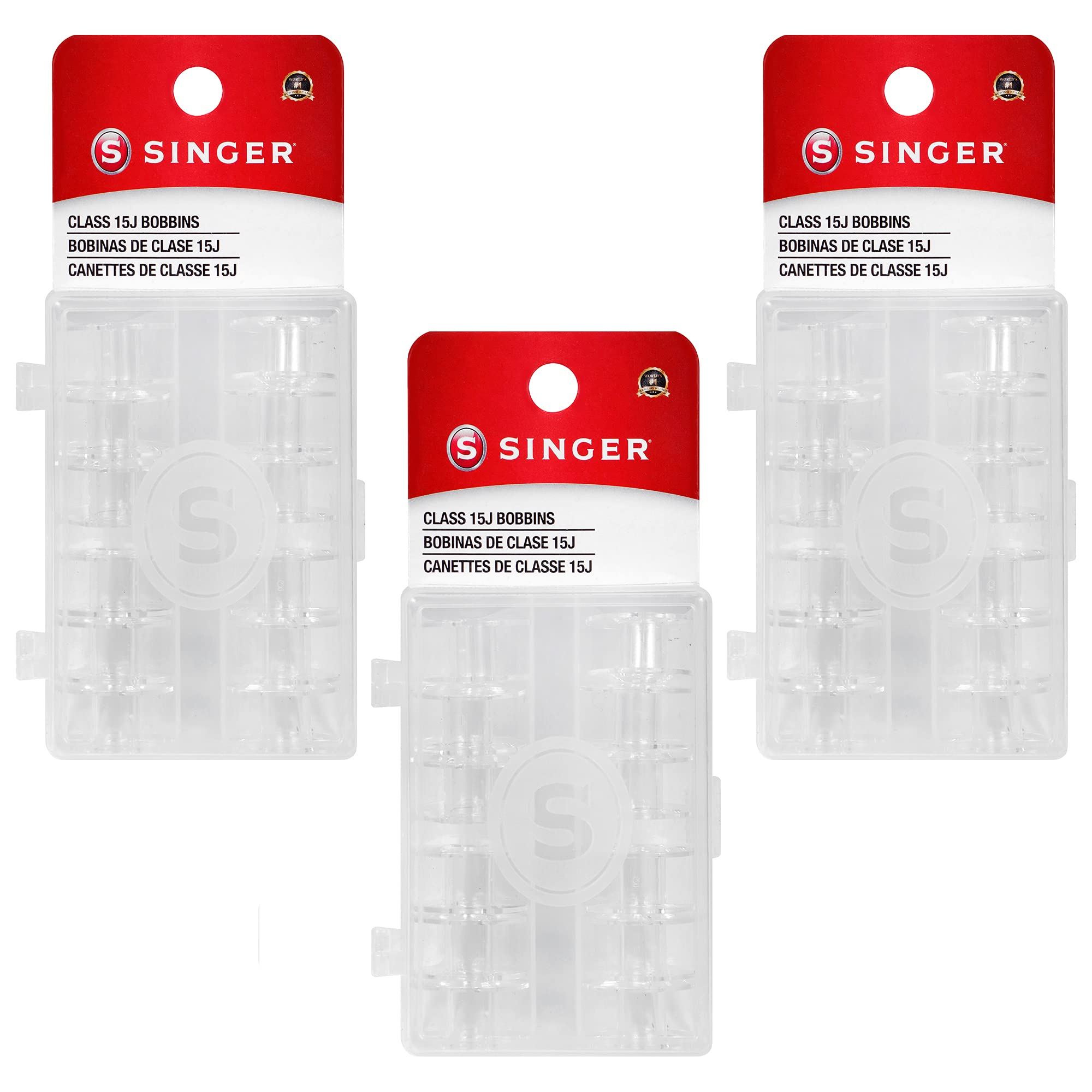 SINGER Class 15J Plastic Bobbins with Storage Case, Transparent – Replacement Plastic Bobbins for Sewing Machine, Sewing Machine Bobbins, Sewing Machine Accessories, 36ct