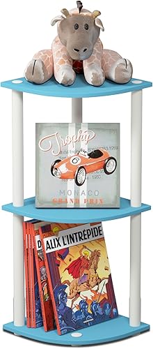 Vista 15 de Furinno - Turn-N-Tube - Estantería tubular esquinera multipropósito, 3 niveles, nogal oscuro (modelo 12077DWN) Ámbar