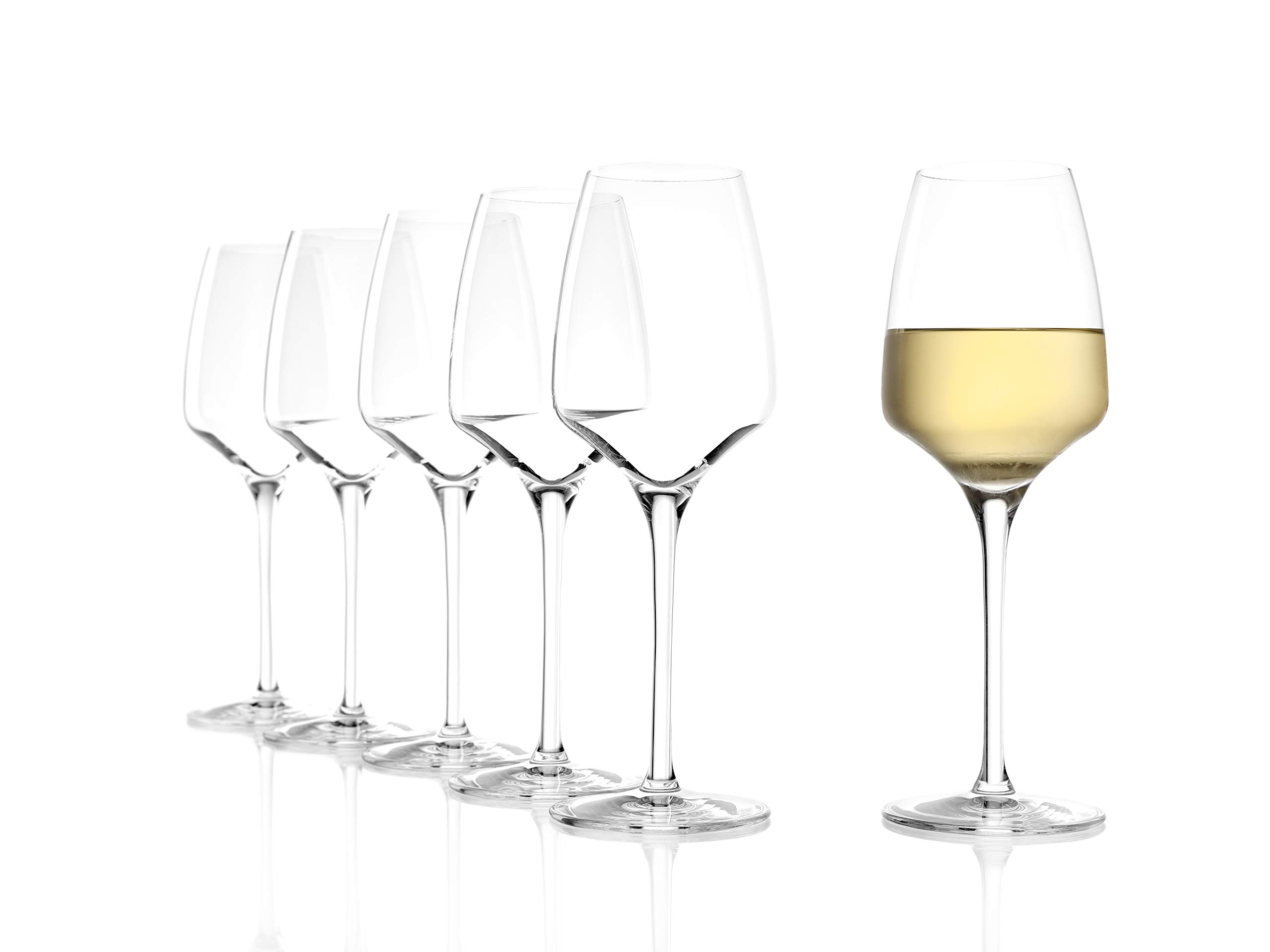 Stölzle Lausitz White Wine Glasses Power Set Of 4, 13 1/2 Oz – Modern Wine Glasses For Maximum Aroma Enhancement – Elegant Crystal White Wine Goblets – Dishwasher- & Shock-Resistant, Made