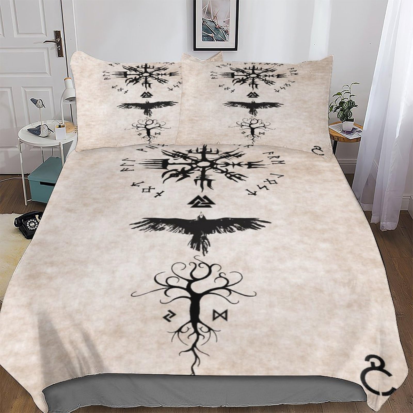 LCWWW Viking Myth Bedding Set Duvet Cover Set Comforter Cover 3 Pieces For Kids Teens Microfiber Soft Poly Quilt Cover King(220x240cm)