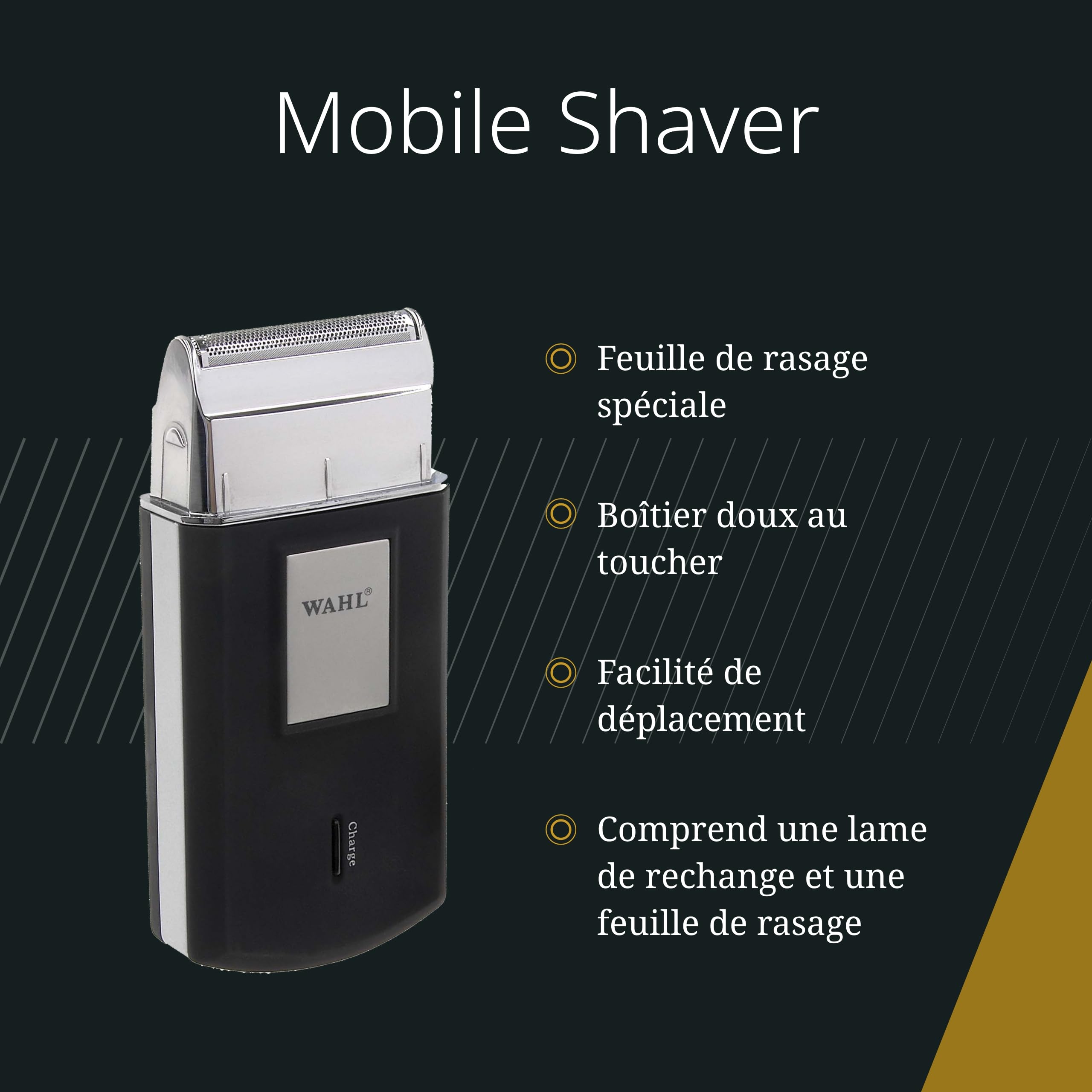 Wahl Mobile Shaver – Rasoir Électrique sans Fil avec Étui de Voyage – Grille Flexible pour un Rasage Très de Près