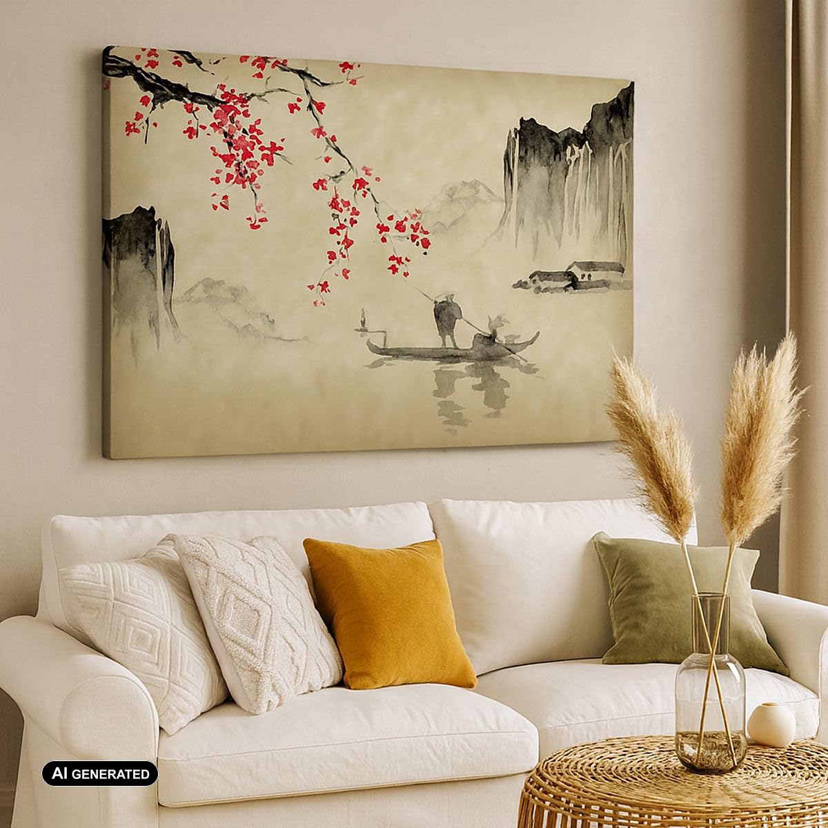 Quadri Moderni su Tela 120x80 cm Stampe da Parete Paesaggi Persone - 5020 | Fiore Ciliegie Giappone Quadro Decorativo XXL 1 pezzo Soggiorno Camera da Letto Arte da Parete Decorazione da Parete ARTTOR