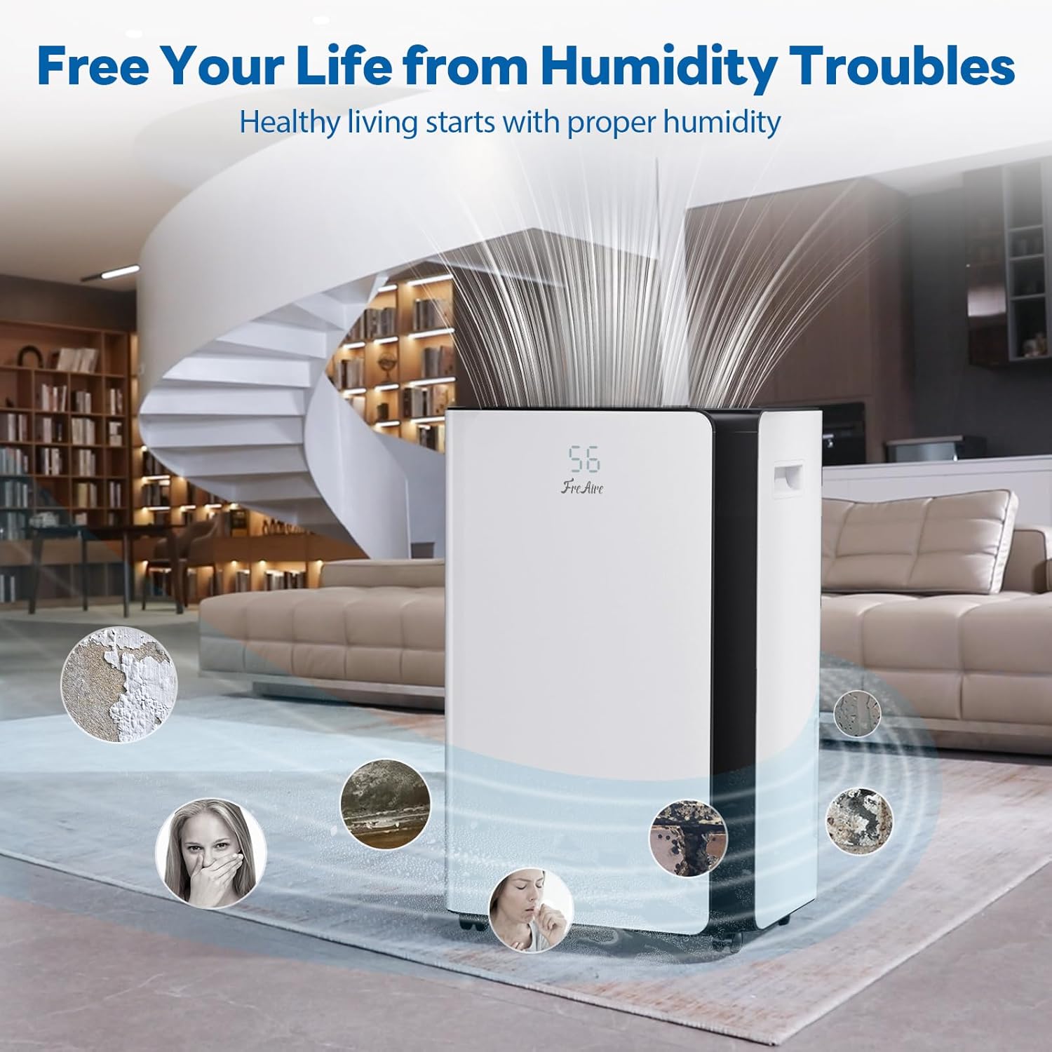 FreAire 54Pint Dehumidifier for 4500Sq.Ft, Compressor Dehumidifiers for Home, Front Humidity Value Display&Quiet Dehumidifier for Basement, Bedroom, Bathroom, with Drain Hose, 1.13 Gallon Water Tank 3 71cyHKyZcsL. AC SL1500