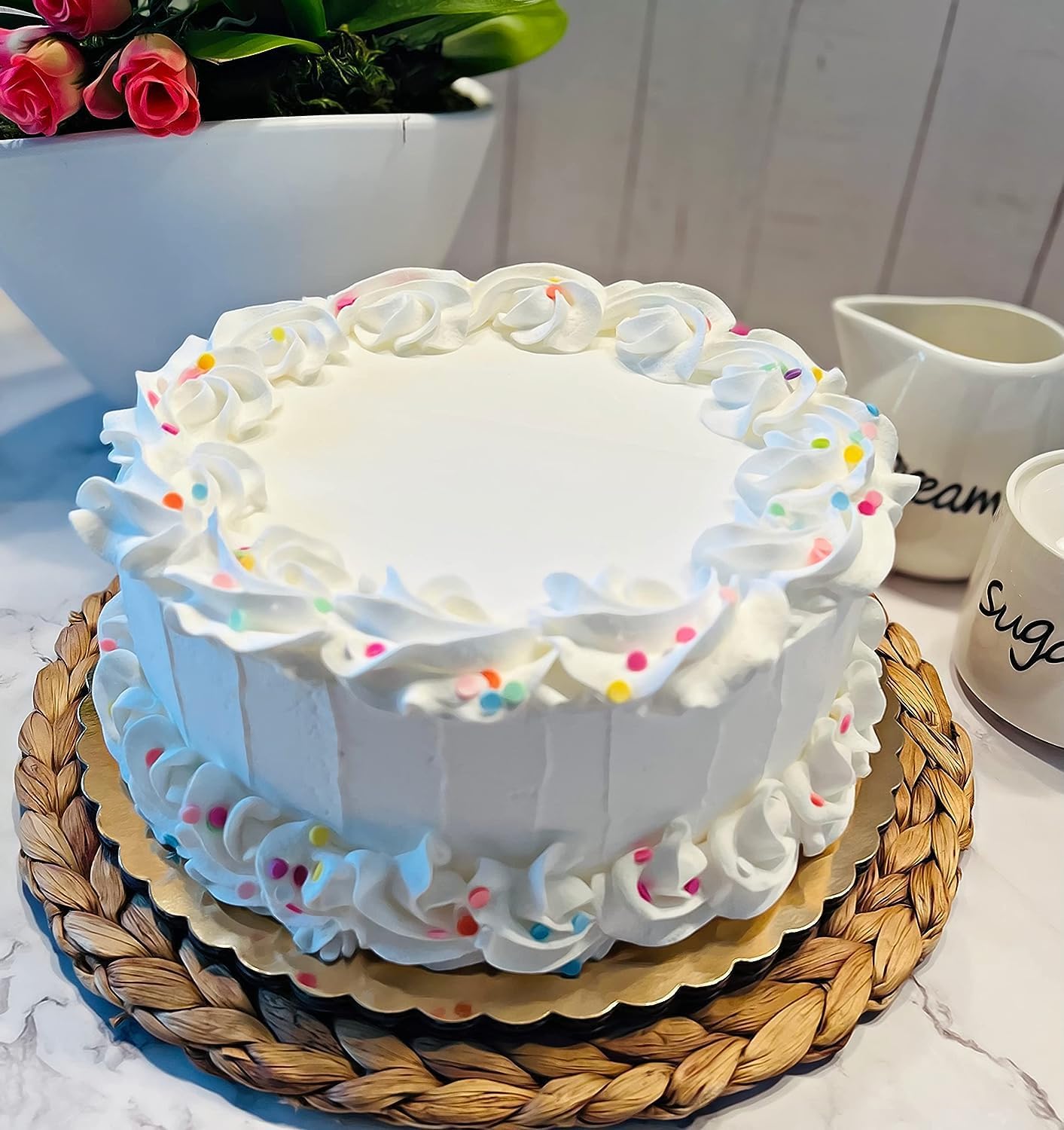 Fake Cake White Confetti Birthday Cake Handmade by Dezicakes- Fake Cake -Artificial Cake