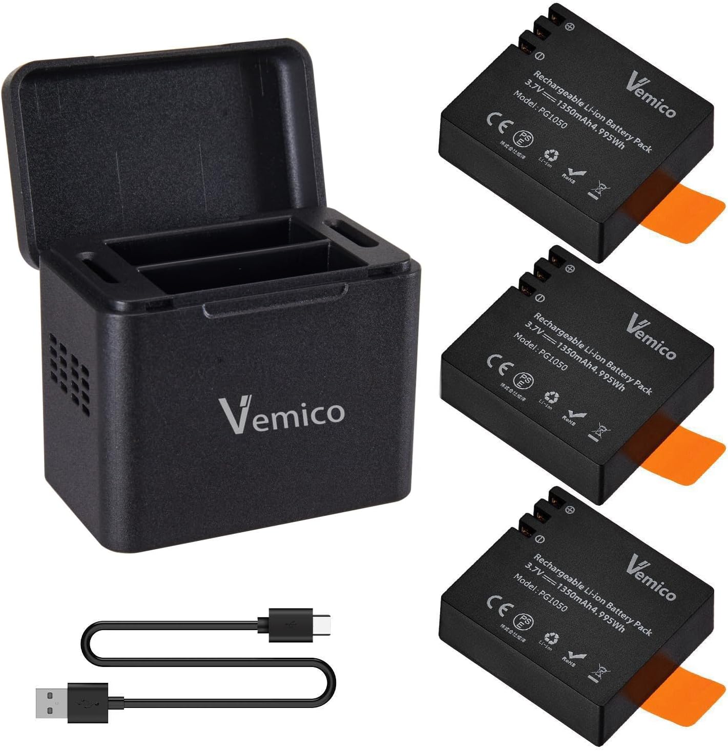 Kit 3 Batteries 1250mAh + Chargeur LCD Pour GoPro Hero 3/3+ - Remplacement AHDBT-301/201