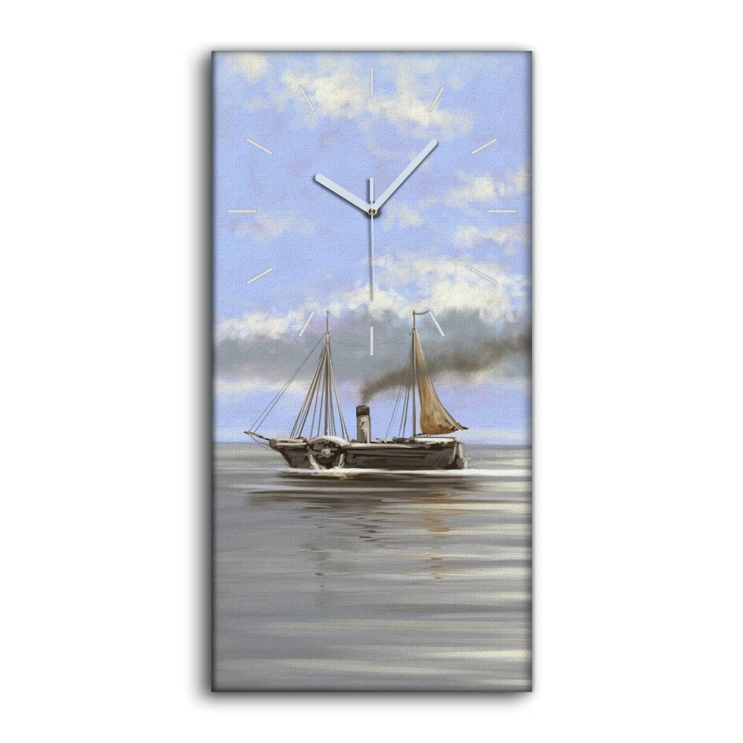Horloge sur Toile paysage de mer 30x60cm tableau art mural de prestige