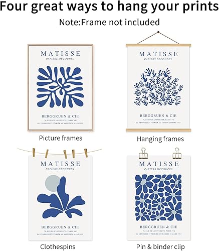 Miniatura 7 de Juego de 6 impresiones artísticas de pared de Matisse de color azul, arte abstracto estético para decoración de pared de Henri Matisse, póster de