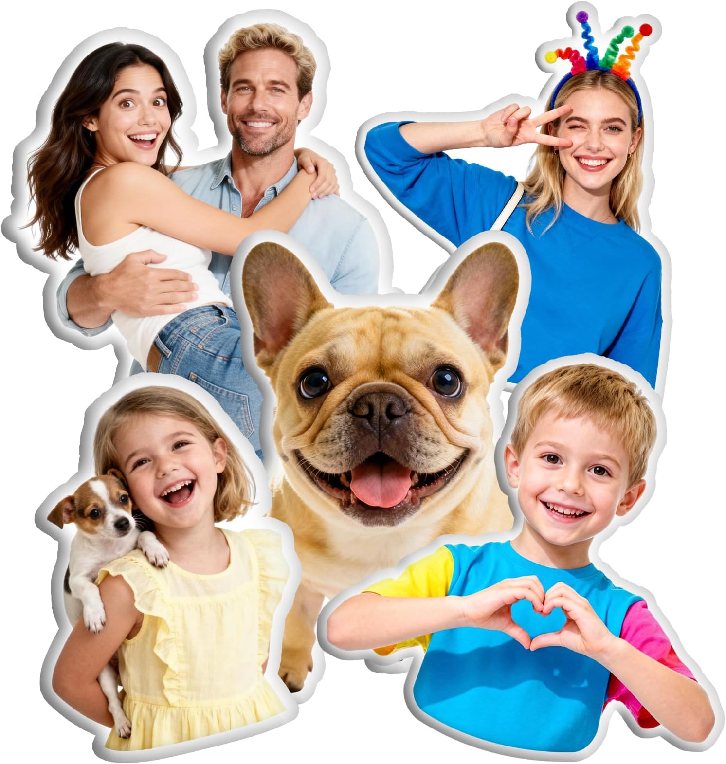 Custom Face Pillow Personalized Photo Plush Doll with Picture, Customized Pet Stuffed Pillow Funny Christmas Birthday Valentines Day Gifts for Couple Family
