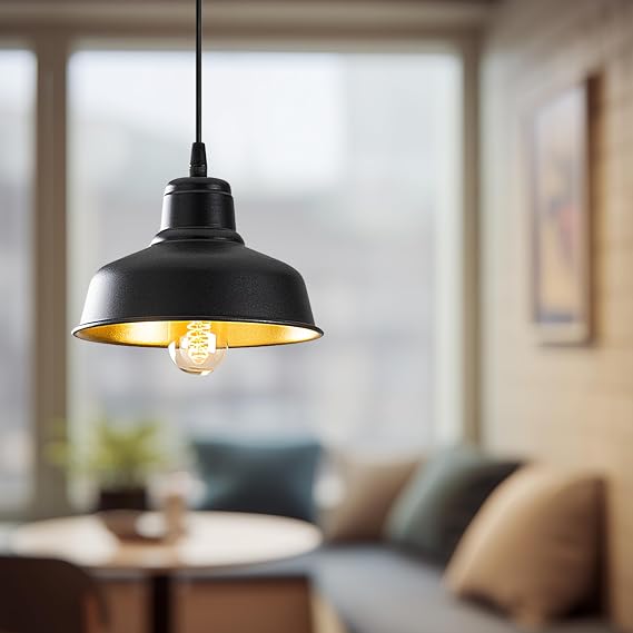Oscuro Black Single Pendant Lighting, Home, Office, Cafe, Restaurant Chandeliers, E27 Duy [Energy Class A]