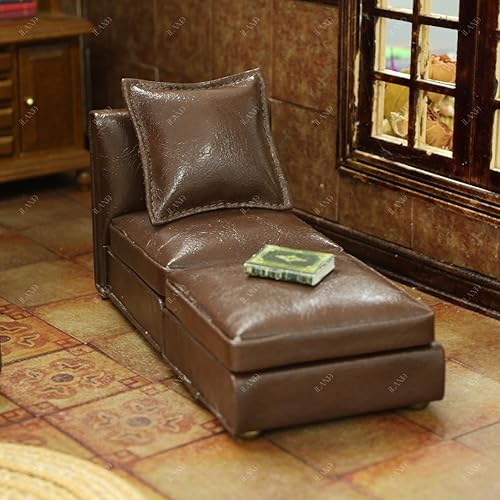 Miniatura 8 de iLAND Muebles de casa de muñecas, juego de sofá seccional en miniatura para decoración de casa de muñecas, accesorios a escala 112, sofá moderno de