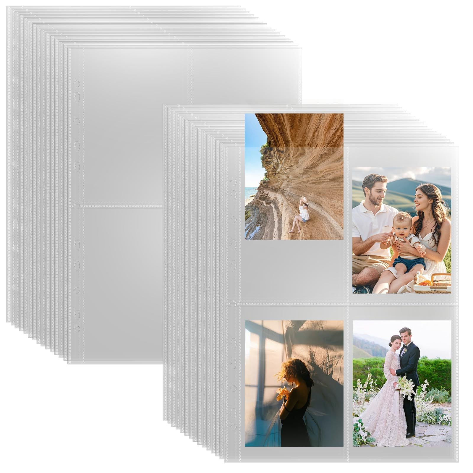 30Pcs A6 Photo Sleeves for A4 Ring Binder Albums 4x6inch Postcard Albums