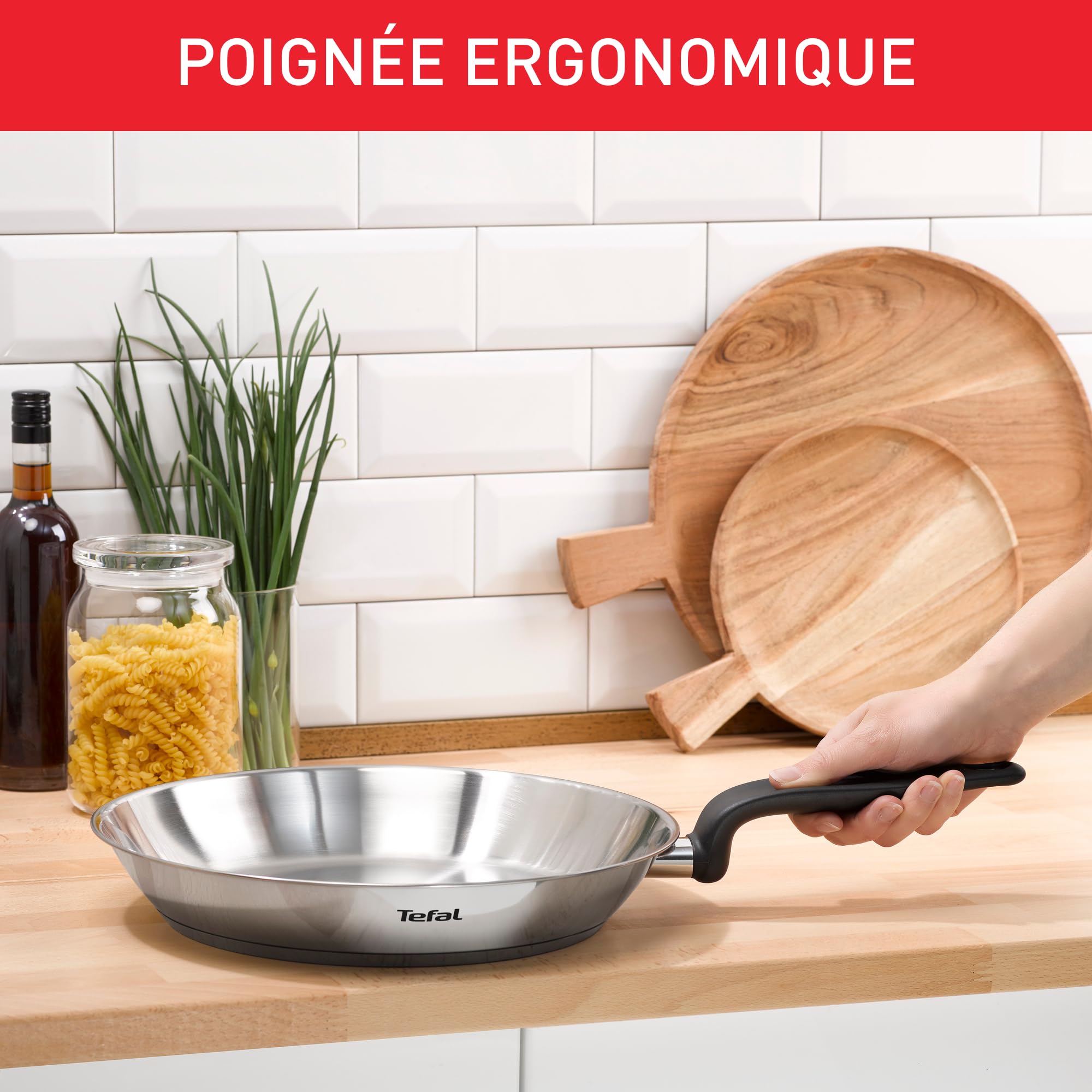 Tefal Patelnia Primary bez powłoki - gruba podstawa - 30 cm - stal