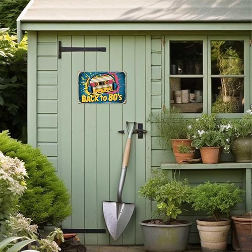 Miniatura 2 de Retro 80s Music Back To 80s tin sign Vintage Cassette and Headphones Metal Sign Print Aesthetic for Garden Yard Bar Porch Home Bedroom Kitchen Wall