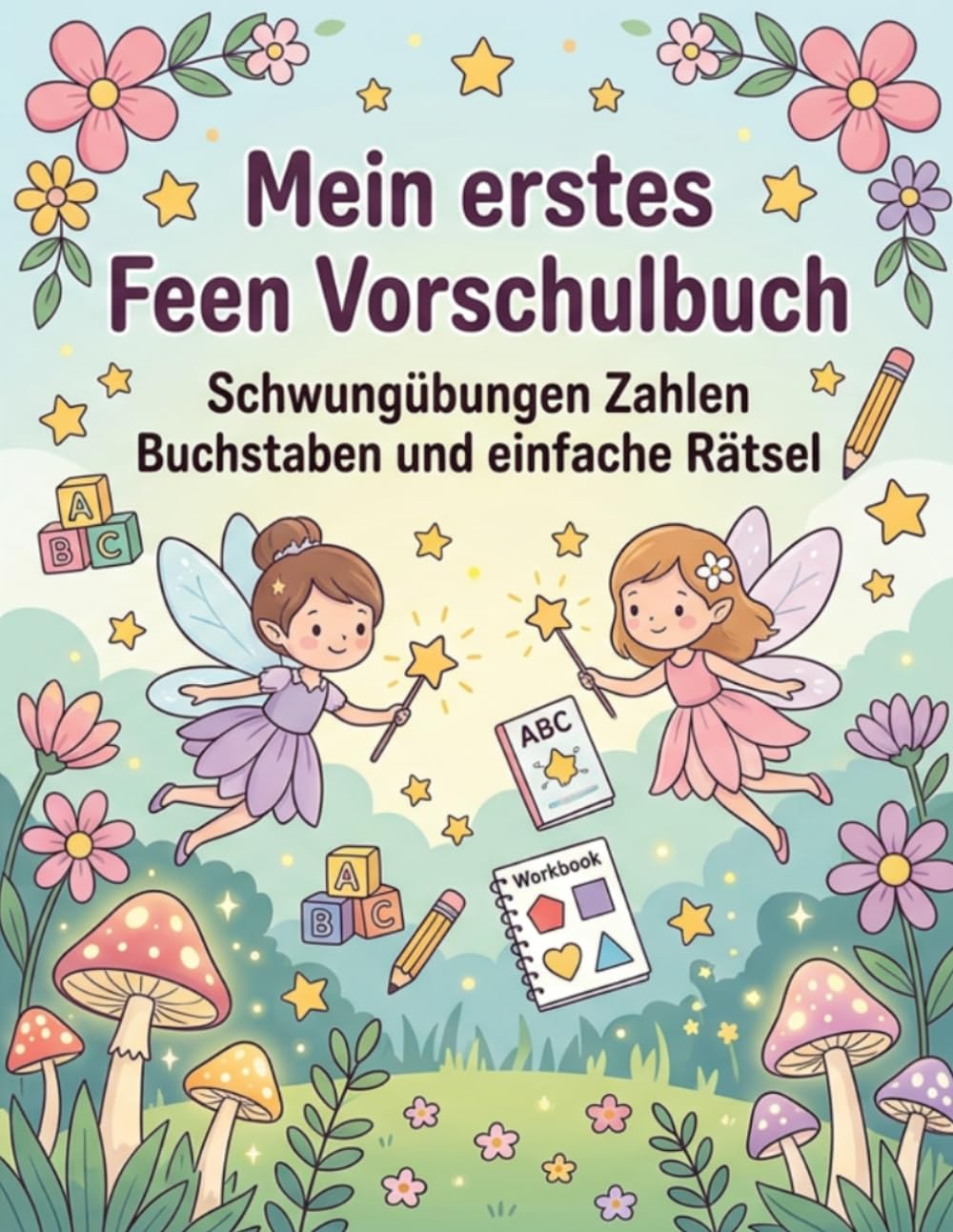 Mein erstes Feen Vorschulbuch für Kinder ab 4 Jahren: Schwungübungen, Zahlen, Buchstaben und einfache Rätsel