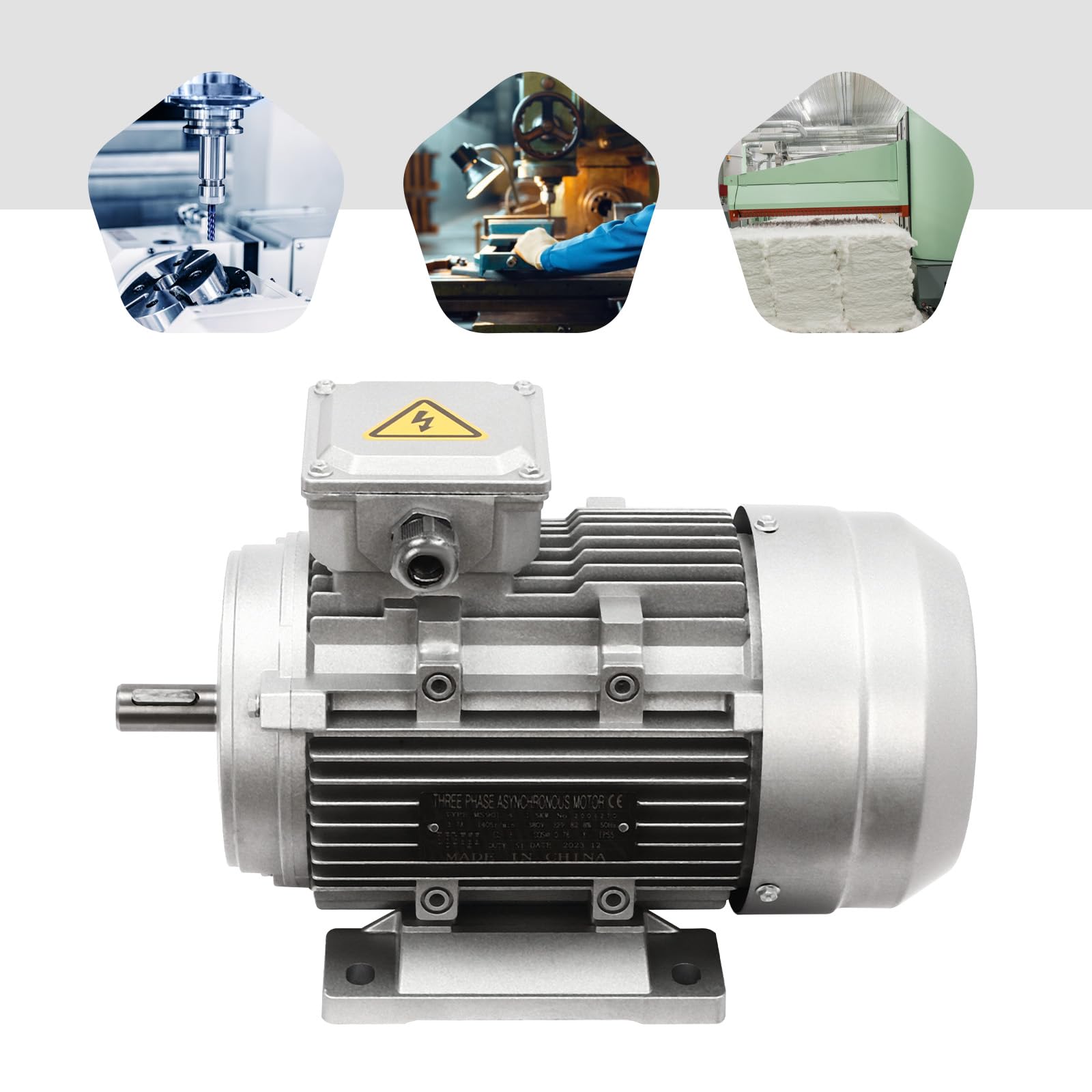 1.5KW 380V Elektromotor Aluminium Drehstrommotor mit Reines Kupfer Spule Motor, 1405r/min 3-Satz-Elektromotor Schaftdurchmesser 19mm, IP55 Kompakt Dreiphasige-Motor mit Verdickte Basis