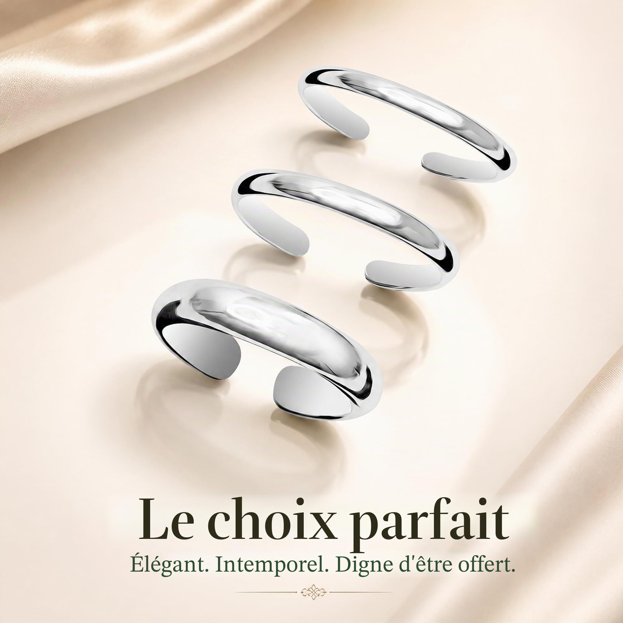 LeCalla Ensemble de Bagues de Pied Minimalistes en Argent Sterling 925, Simples et Ouvertes, Ajustables pour Femmes