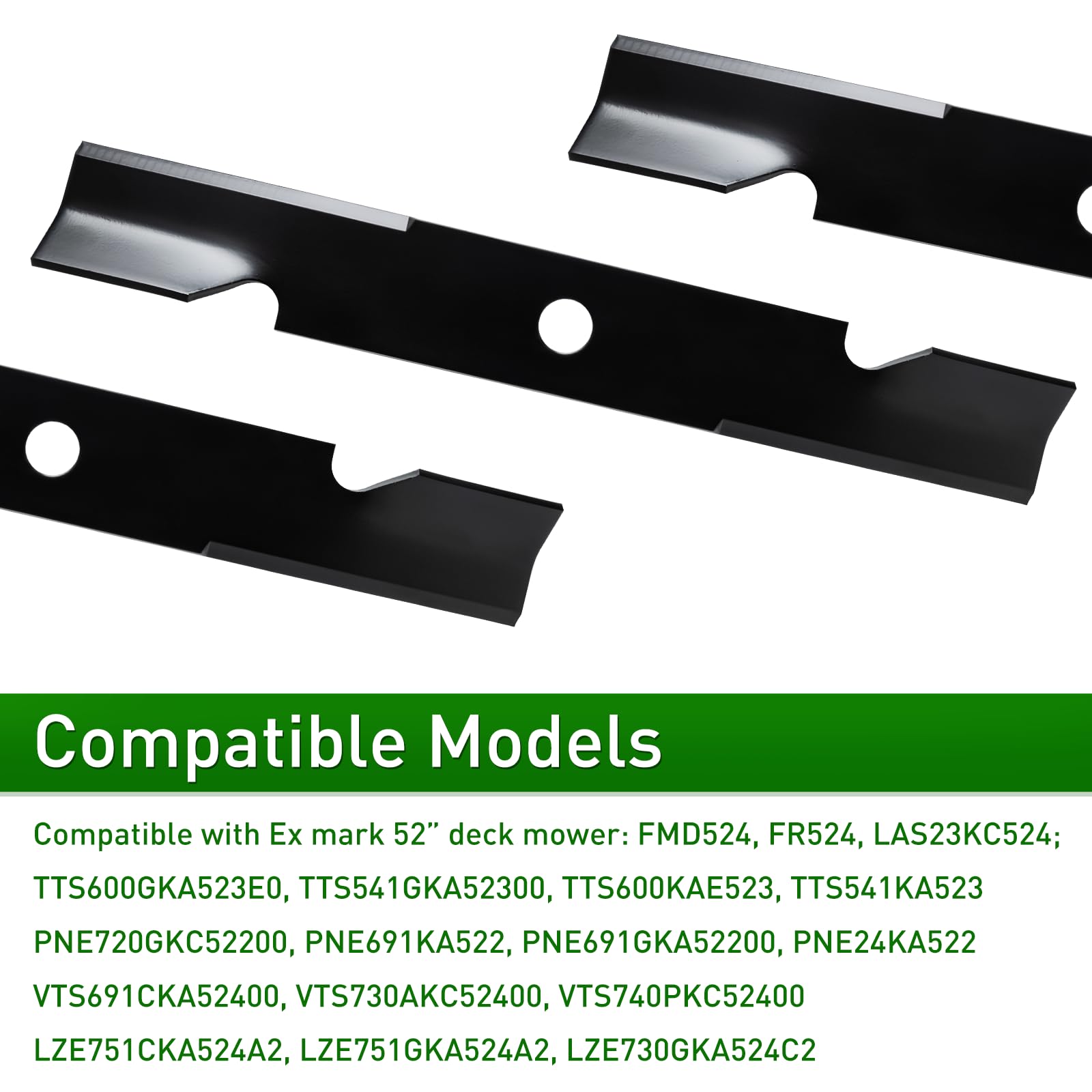Hoja 103-6402 compatible con Ex Mark Deck Lazer Z Turf Tracer Pioneer de 52 pulgadas, hoja de cortacésped de alta elevación sustituye a 103-6402-S 103-6382 103-6387-S a ro 109-6873, 18 pulgadas