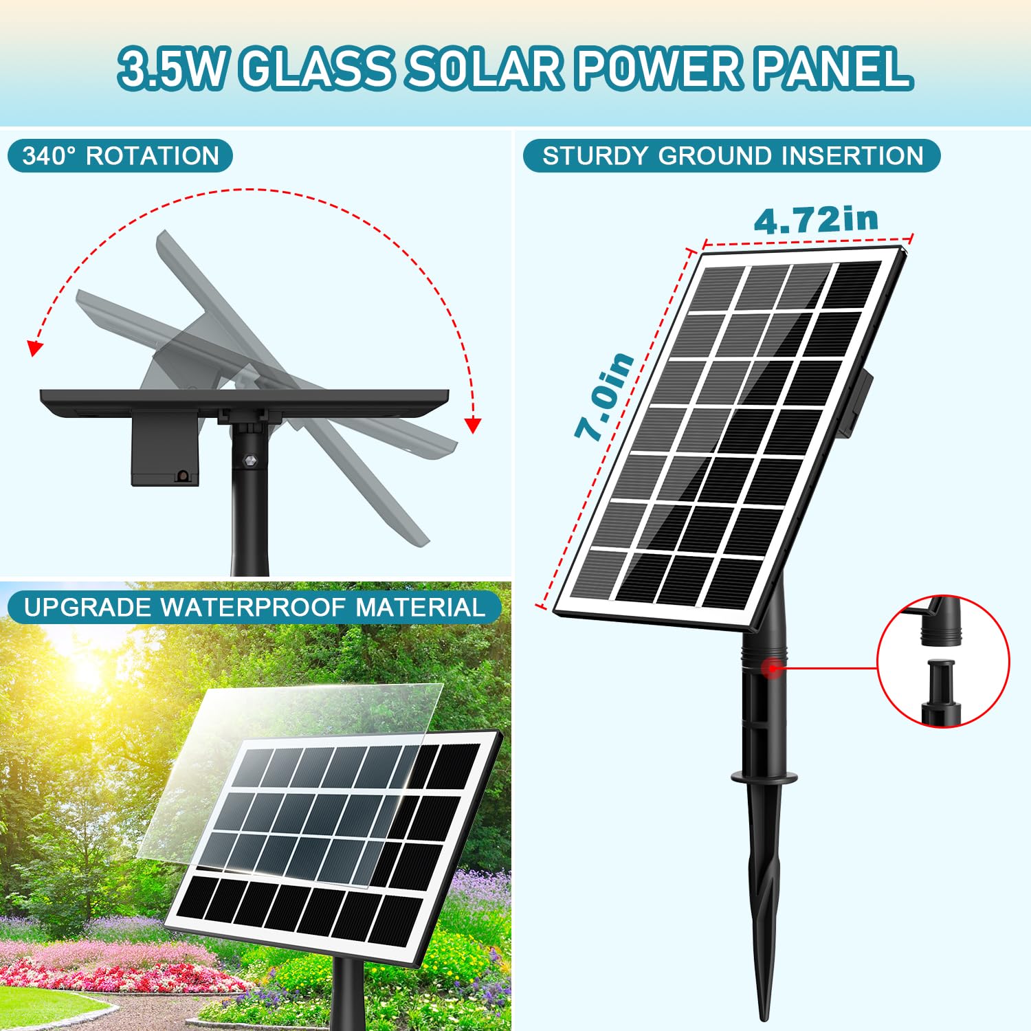 SZMP Fontana Solare Pompa 3.5W, 2026 Nuovo Fontana Solare da Giardino Esterno con 5M Cavo e 8 Ugelli, Built-in 2000mAh Batteria, Pompa ad Acqua Solare per Uccelli/Piscina/Decorazione da Giardino