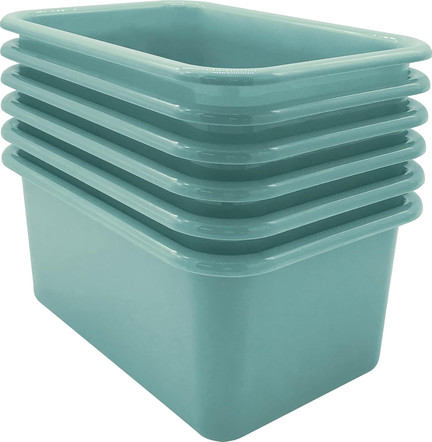 teacher created resources calming blue small plastic storage bin 6-pack (tcr2088752)
